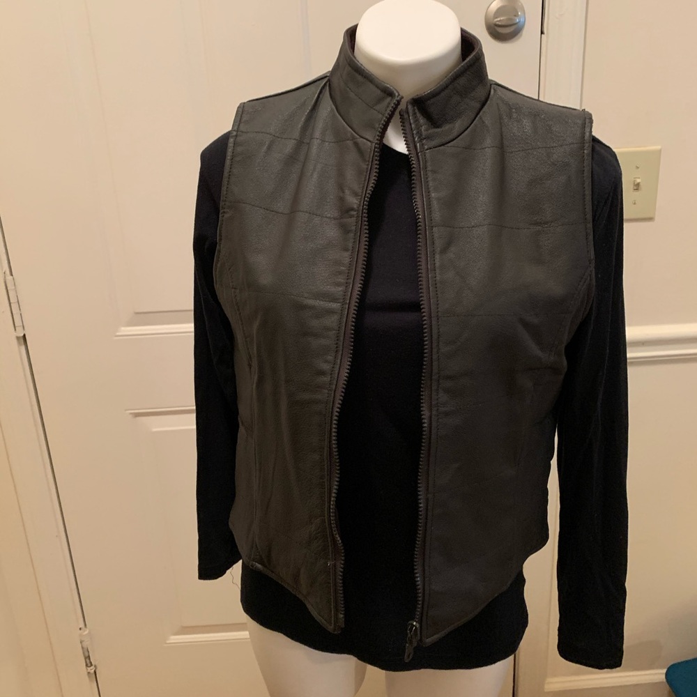 Genuine Leather, Brown, Reversible, Vest